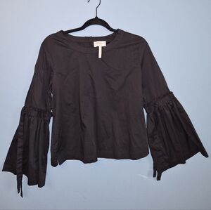 Laundry By Shelli Segal Black Bell Tie Sleeve Blouse